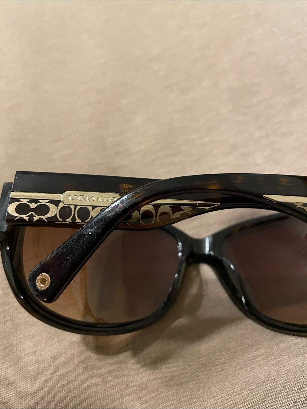COACH Women's Black Frame Sunglasses with Brown Lenses - Picture 6 of 16